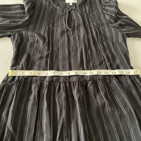 RO & DE x Anthropologie Black & Siver Metallic Peasant Boho Mini Dress. - Picture 8 of 10